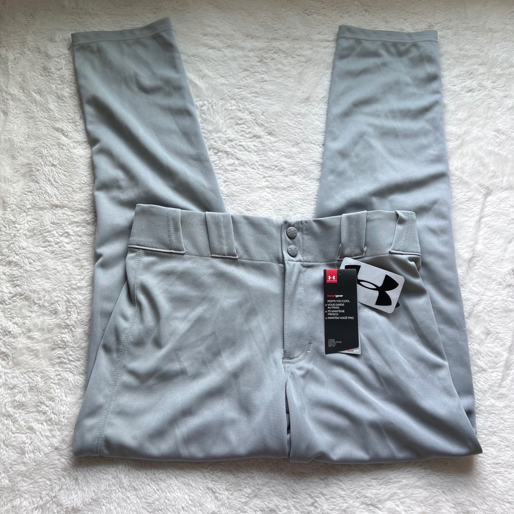 Under Armour Boys Grey HeatGear Loose Baseball Pants YXL 1317459-080 NWT